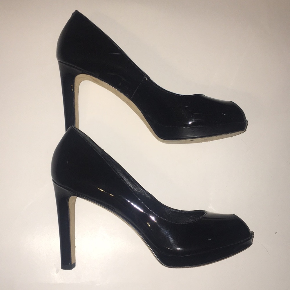 Via Spiga Patent Peep Toe Heels